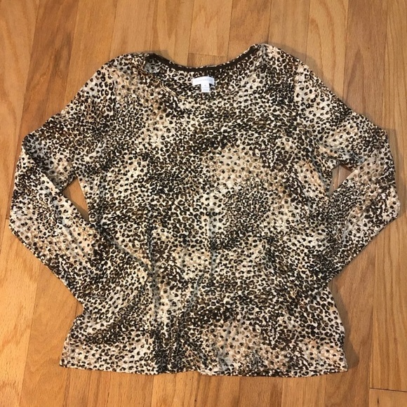 Charter club leopard cheetah long sleeve top - Picture 1 of 5